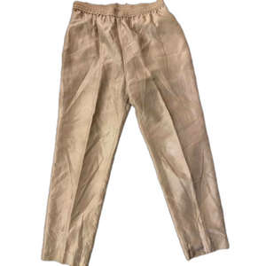 100% silk Mureli Womens size large beige track pants with elastic waist